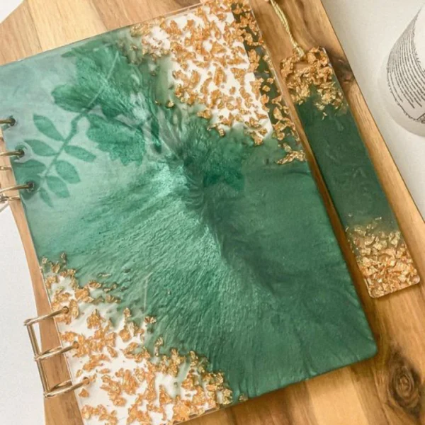Forest green with golden paper notebook