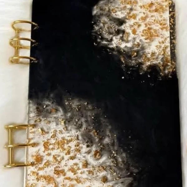 Black with gold notebook